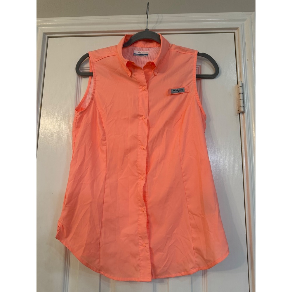Columbia PFG Bahama Sleeveless Fishing‎ Shirt XS Coral Peach Omni-Shade UPF Top